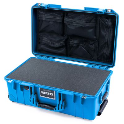 ColorCase Pelican Air 1535 Carry-on Case Electric Blue - Medium Size Waterproof Case with Pick & Pluck Foam & Mesh Lid Organizer - Blue Handles & Latches