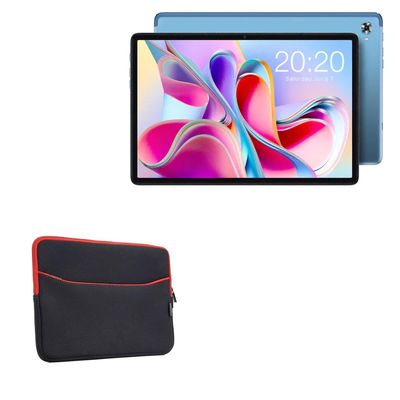 BoxWave Case Compatible with Teclast P30S - SoftSuit with Pocket, Soft Pouch Neoprene Cover Sleeve Zipper Pocket - Jet Black with Red Trim
