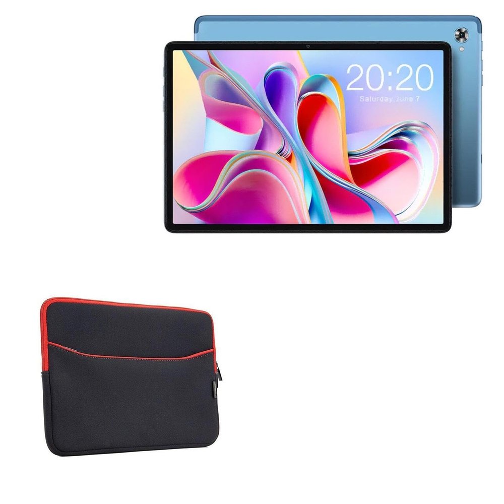 BoxWave Case Compatible with Teclast P30S - SoftSuit with Pocket, Soft Pouch Neoprene Cover Sleeve Zipper Pocket - Jet Black with Red Trim