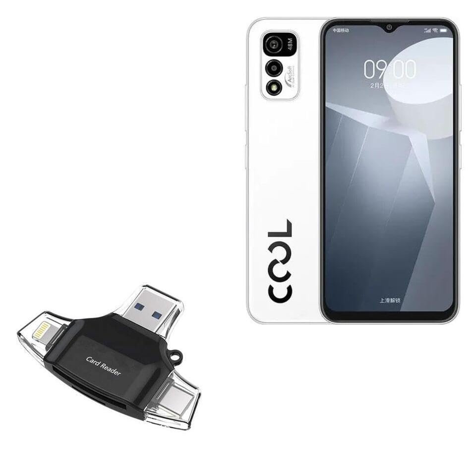 BoxWave Smart Gadget Compatible with Coolpad Cool 20 - AllReader SD Card Reader, microSD Card Reader SD Compact USB - Jet Black
