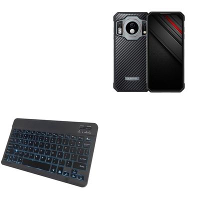 BoxWave Keyboard Compatible with Oukitel WP21 Ultra - SlimKeys Bluetooth Keyboard - with Backlight, Portable Slim LED 7 Colors - Jet Black