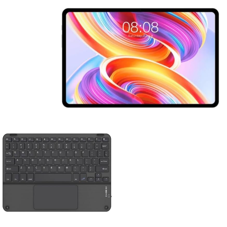 BoxWave Keyboard Compatible with Teclast T50 2023 - SlimKeys Bluetooth Keyboard with Trackpad, Portable Slim TouchPad - Jet Black