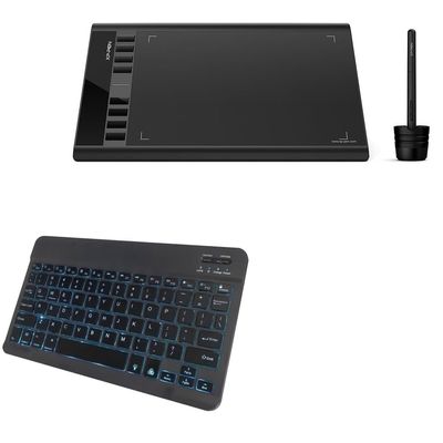 BoxWave Keyboard Compatible with XP-Pen Star 03 V2 - SlimKeys Bluetooth Keyboard - with Backlight, Portable Slim LED 7 Colors - Jet Black