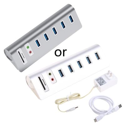 Acinkeety 5 Ports Usb3.0 Docking Station Multi-Function USB Splitter/Card Reader Microphone Hub Aluminum Adapter Usb3.0 Docking Station