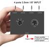 DAGIJIRD 4 Way 3.5mm Stereo Audio Switch Manual Selector Splitter Box Bi-Directional Audio Switch (4 in 1 Out / 4 in 1 Out) view 3