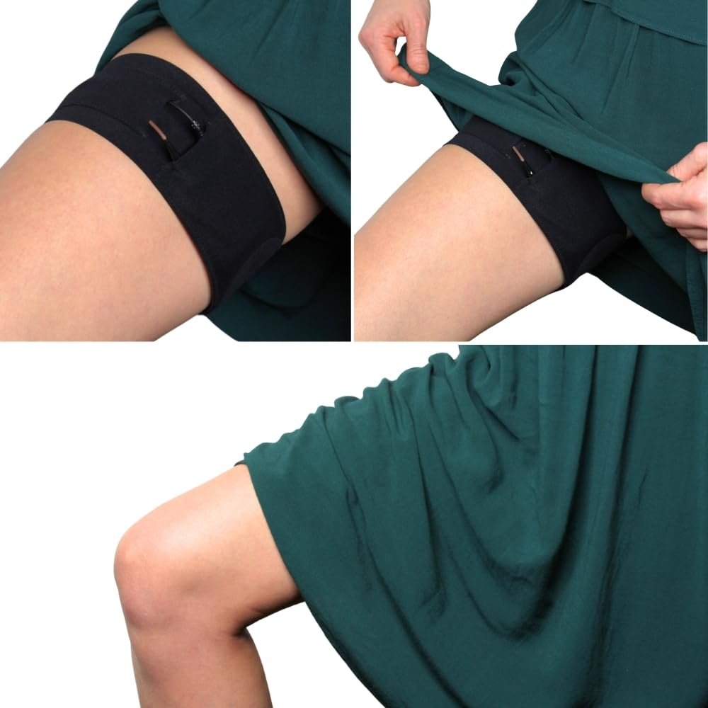 URSA Thigh Straps: Low-Profile, Soft, Stretchy & Breathable Transmitter Straps for Location Sound, Theatre, Wedding Shoots & More (Black, Horizontal Pouch)