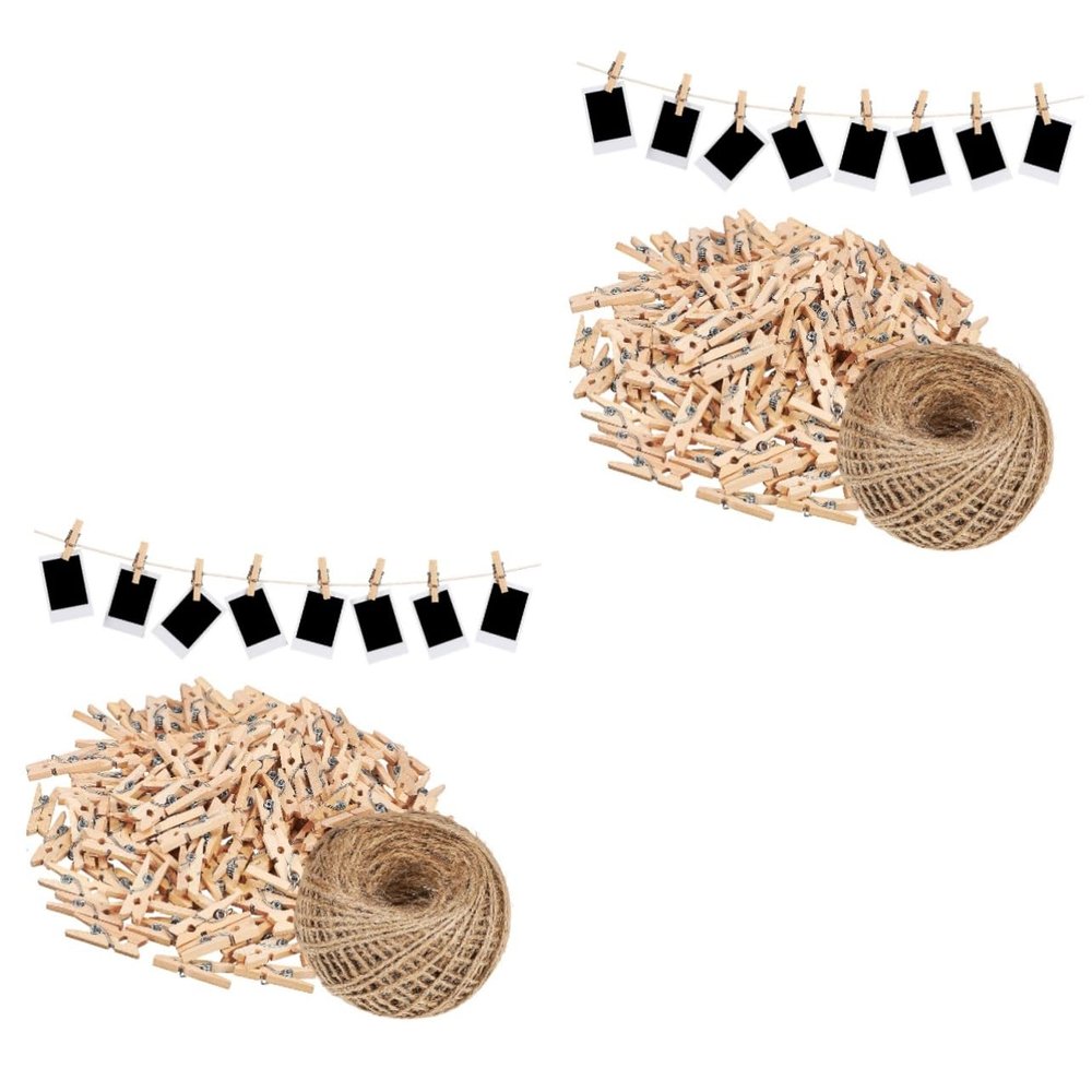 jojofuny 2rolls Garden Twine Strings Wooden Clips Sturdy Jute Rope for Wrapping