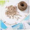 jojofuny 2rolls Garden Twine Strings Wooden Clips Sturdy Jute Rope for Wrapping view 4