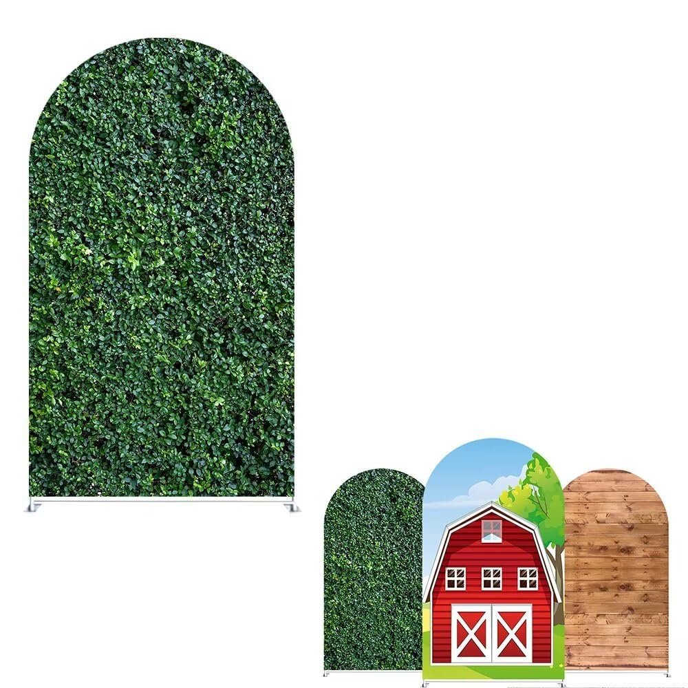 Ellteecz Green Leaves Arches Backdrop Cover with Stand for Kids Cows Birthday Party Arch Background Stand Stretchy Fabric Covers Baby Shower Wedding Parties Decor Decorations 3.3x6.5FT