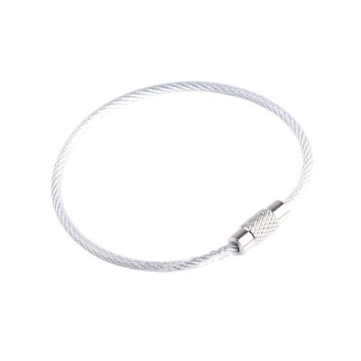 10pcs Stainless Wire Keychain Cable Keyring Loop ID Tag Screw Lock Key Chain Circle Rope Jewelry Making DIY 1.5cm Length (Color : Silver, Size : 150mm)