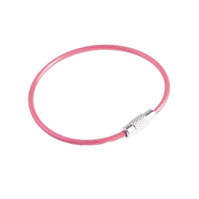 10pcs Stainless Wire Keychain Cable Keyring Loop ID Tag Screw Lock Key Chain Circle Rope Jewelry Making DIY 1.5cm Length (Color : Pink, Size : 150mm)