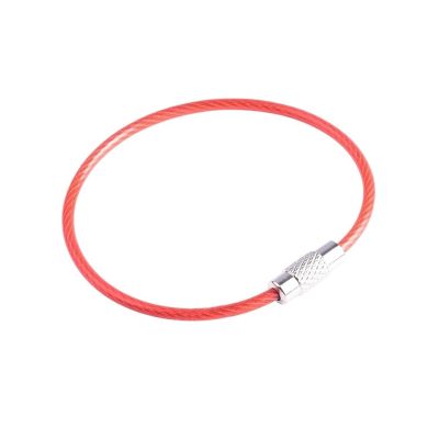 10pcs Stainless Wire Keychain Cable Keyring Loop ID Tag Screw Lock Key Chain Circle Rope Jewelry Making DIY 1.5cm Length (Color : Red, Size : 150mm)
