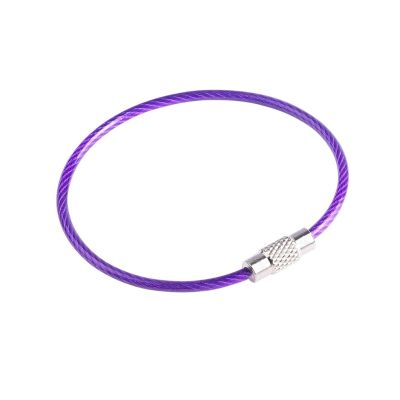 10pcs Stainless Wire Keychain Cable Keyring Loop ID Tag Screw Lock Key Chain Circle Rope Jewelry Making DIY 1.5cm Length (Color : Purple, Size : 150mm)