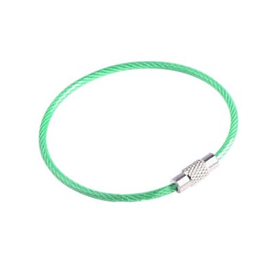 10pcs Stainless Wire Keychain Cable Keyring Loop ID Tag Screw Lock Key Chain Circle Rope Jewelry Making DIY 1.5cm Length (Color : Green, Size : 150mm)