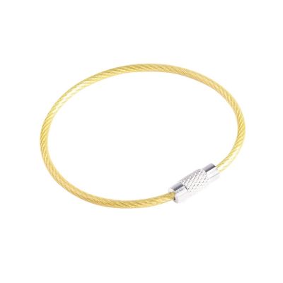10pcs Stainless Wire Keychain Cable Keyring Loop ID Tag Screw Lock Key Chain Circle Rope Jewelry Making DIY 1.5cm Length (Color : Yellow, Size : 150mm)