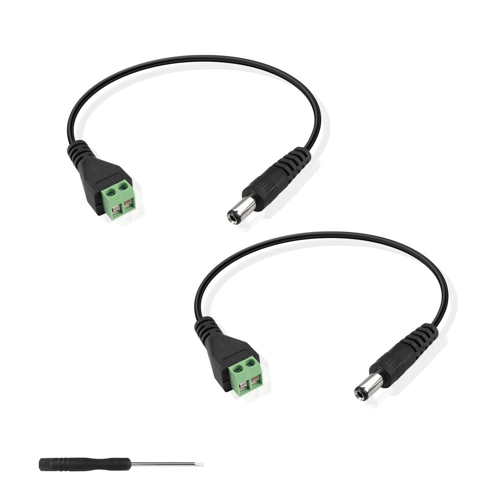 GINTOOYUN DC Power Adapter Cable DC5.5 x 2.5mm Male to Terminal Jack Adapter Connector Cable for CCTV Security Camera, Power Supply,LED Strip,Router 2pcs (Male)