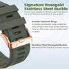 AEMALL 20mm Watch Band Replacement for Garmin fenix 5S/5S Plus/6S/7S/Instinct 2S/D2, Quick Fit Soft Silicone Strap with Rose Gold Buckle Breathable Waterproof Wristband Accessory (Color : Army Green view 2