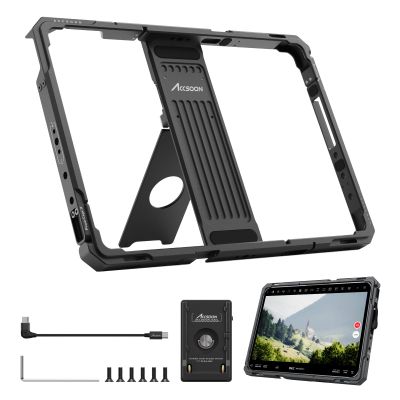 Accsoon PowerCage Pro II iPad Cage for 12.9-inch iPad Pro Gen3, 4, 5, 6 & 13-inch M4, M5 & iPads Air 13" M2, M3 Universal Monitor iPads Case Tablet Rig, Use with SeeMo/SeeMo 4K/CineView for Monitoring