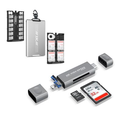 3IN1 SD Card Reader for iPhone iPad MacBook+18 Slots Memory Card Case