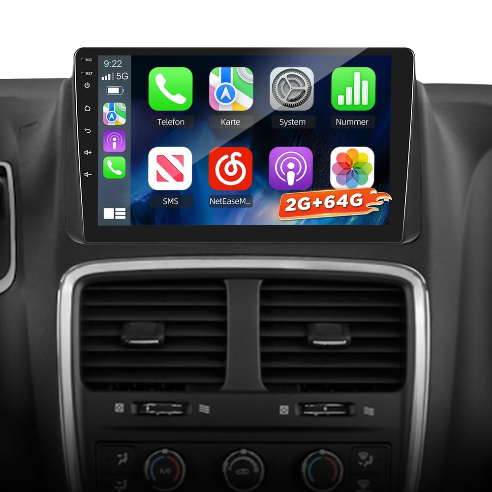 NHOPEEW 9 Inch Touchscreen Android 13 Headunit - Wireless CarPlay & Android Auto/WiFi/EQ/GPS + AHD Backup Camera for Dodge Grand Caravan 2011-2020 and Chrysler Grand Voyager 2011-2015
