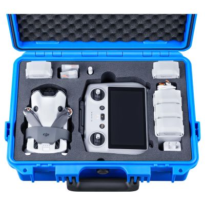 Lykus Titan MM410 Waterproof Hard Case (Blue) for DJI Mini 4 Pro/Mini 3/Pro and DJI RC 2/RC/RC-N2/N1, Support 7 batteries and RC lanyard [CASE ONLY]