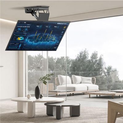 THEGA Motorized TV Stand - Motorized TV Ceiling Mount, TV Mount for 50-90 Inch Televisions, TV Lift with Remote Control and Memory Setting, Hidden TV Lift for Folding Down