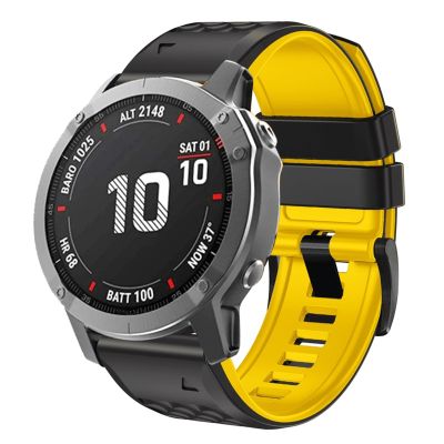 OUTVI 22mm watch band for garmin watch fenix 8 47mm fenix 6 pro solar fenix 7 pro sapphire solar fenix 5 quickfit 22 watch bands for garmin watch replacement strap black yellow