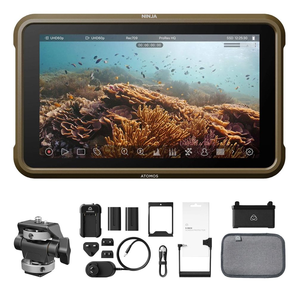 Atomos Ninja 5.2" 4K HDMI Recording Monitor 5" Accessory Kit (Version II) for Select Shinobi and Ninja Monitors, Swivel and Tilt Adjustable Monitor Mount Bundle Set