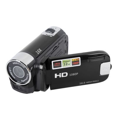 16MP 1080P DV Camera, 2.7in TFT Rotatable Screen, 16x Digital Zoom, Selfie Fill Light, Large Capacity, USB Port, Ideal Gift (Black)