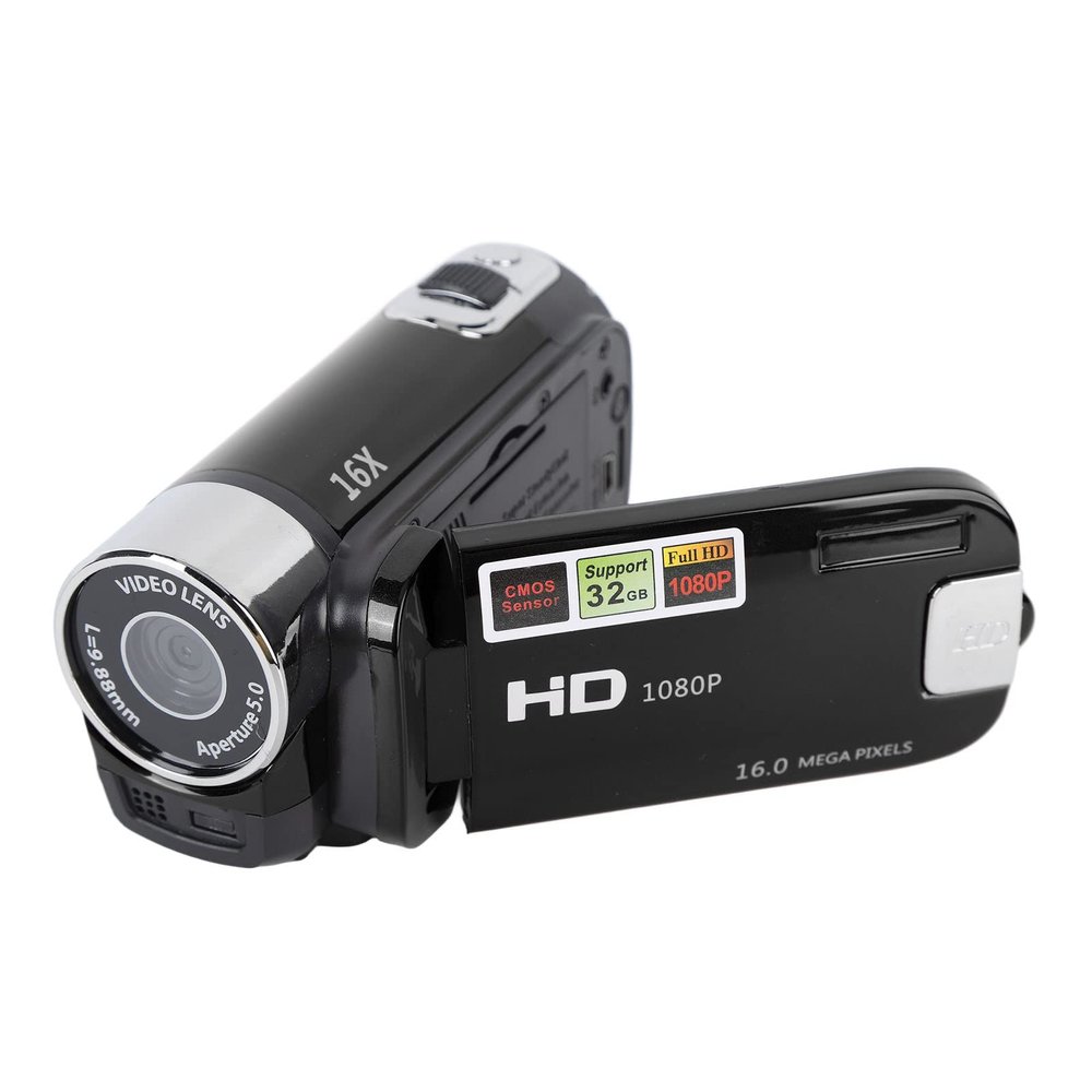 16MP 1080P DV Camera, 2.7in TFT Rotatable Screen, 16x Digital Zoom, Selfie Fill Light, Large Capacity, USB Port, Ideal Gift (Black)
