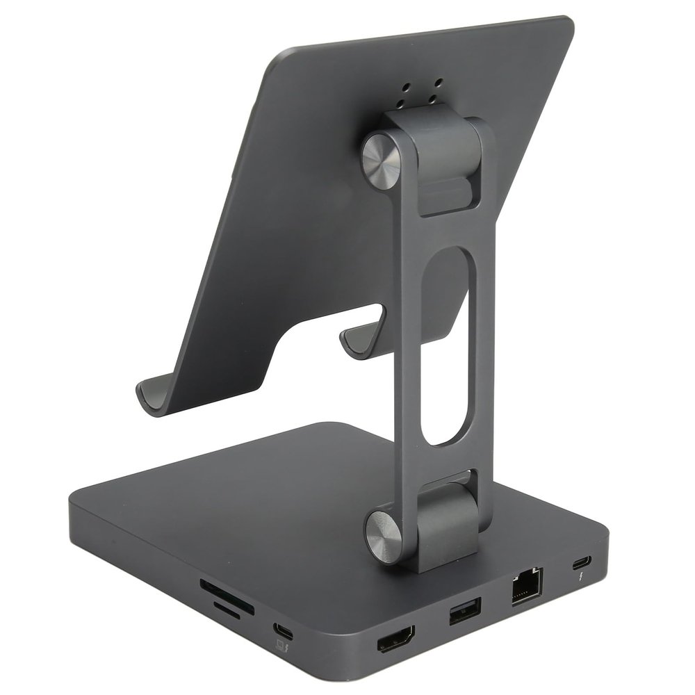 Gavigain 10 in 1 USB C Hub,USB C Hub Stand/Holder,10 in 1 Docking Station Support 4K HD and Play Foldable USB C Adapter USB C Docking Station with Vertical Stand for Tablet Mobile Phone(Grey)