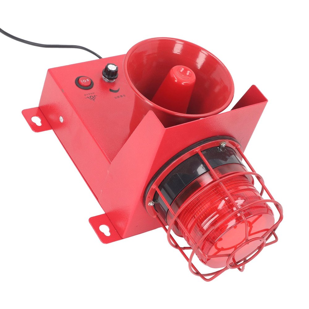 130dB Industrial Siren Alarm LED Strobe Light Alarm with Adjustable Sound for Factory Workshop Flashing Siren Construction Truck Crane (DC12V)
