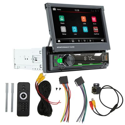7 Inch Car MP5 Player HD Retractable Screen BTV5.1 with Mirror Link, Hands Calling, 12LED Backup Camera, Mobile Interconnection, Reverse Image Function