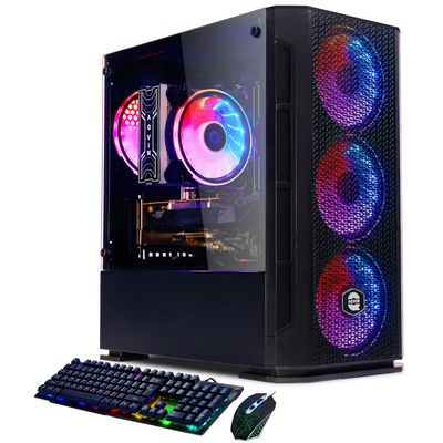 AQVIN Gaming Tower AQ10 with GeForce GTX 1630 4GB GDDR6 Graphics - Intel i7 Processor 4.0Ghz, 1TB SSD 32GB RAM, HDMI, Windows 10 Pro, WiFi - Black (i7 | 1TB SSD, GTX 1050 4GB)