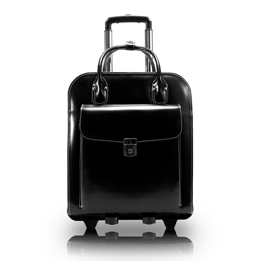 15" Leather Vertical Patented Detachable -Wheeled Ladies' Laptop Briefcase"
