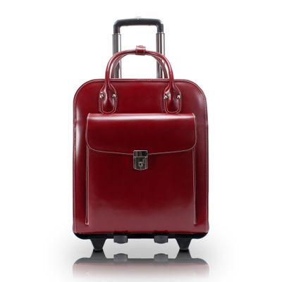 15" Leather Vertical Patented Detachable -Wheeled Ladies' Laptop Briefcase