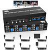 8K@60Hz 2 Displayport +HDMI USB3.0 KVM Switch 3 Monitors 4 Computers, 2 DP 1.4 +HDMI 2.1 Triple Monitor KVM Switch with Audio Microphone +3 USB3.0 Ports, Triple Monitor Keyboard Mouse Switcher view 1