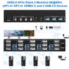 8K@60Hz 2 Displayport +HDMI USB3.0 KVM Switch 3 Monitors 4 Computers, 2 DP 1.4 +HDMI 2.1 Triple Monitor KVM Switch with Audio Microphone +3 USB3.0 Ports, Triple Monitor Keyboard Mouse Switcher view 2
