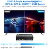 8K@60Hz 2 Displayport +HDMI USB3.0 KVM Switch 3 Monitors 4 Computers, 2 DP 1.4 +HDMI 2.1 Triple Monitor KVM Switch with Audio Microphone +3 USB3.0 Ports, Triple Monitor Keyboard Mouse Switcher view 4