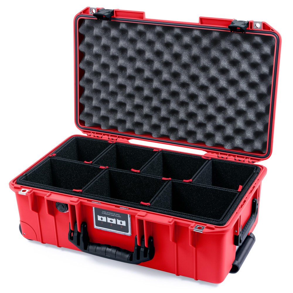 ColorCase Pelican Air 1535 Carry-on Case Red - Medium Size Waterproof Case with TrekPak Divider System & Convoluted Lid Foam - Black Handles & Latches