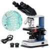 AmScope B120C-R 40X-2500X USB-C Rechargeable Battery-Powered Student Binocular Compound Microscope w/3D Two-Layer Mechanical Stage, Achromatic Objectives, & LED Illuminator view 1