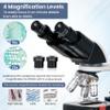 AmScope B120C-R 40X-2500X USB-C Rechargeable Battery-Powered Student Binocular Compound Microscope w/3D Two-Layer Mechanical Stage, Achromatic Objectives, & LED Illuminator view 4