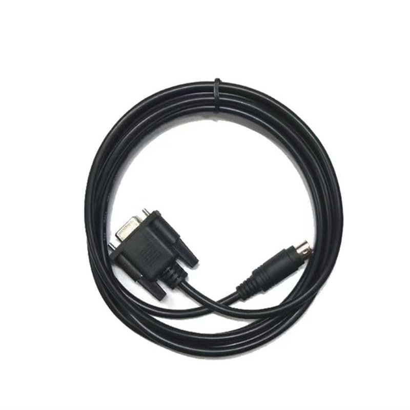 TP04G-HW for E-Series, S-Series, H-Series, N-Series PLC and TP02G, TP04G, TP05G, TP08G etc. 9-hole-4-pole S-Pole Male Plug Communication Cable Black 3m