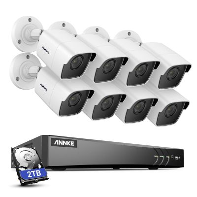 ANNKE 8CH Security Camera System, H.265+ 5-in-1 4K DVR Recorder with AI Human/Vehicle Detection, 8X 5MP IP67 CCTV Outdoor Cameras with 100ft Night Vision, Smart IR, Work with Alexa, 2TB Hard Drive