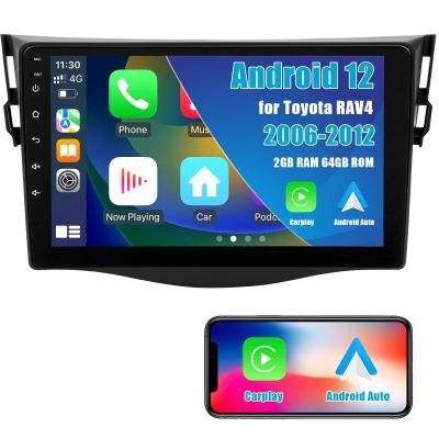 9" Android 12 Car Stereo for Toyota RAV4 2006-2012 | Wireless Apple CarPlay & Android Auto | 1080P HD Touchscreen | GPS Navigation | Bluetooth 5.0/WiFi | Hi-Fi Audio | 2G RAM 64G ROM Head Unit