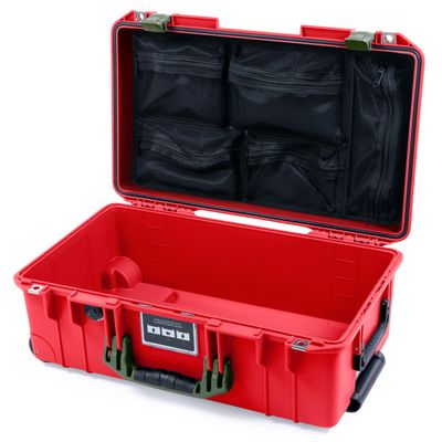 ColorCase Pelican Air 1535 Carry-on Case Red - Medium Size Waterproof Case with Mesh Lid Organizer Only - OD Green Handles & Latches