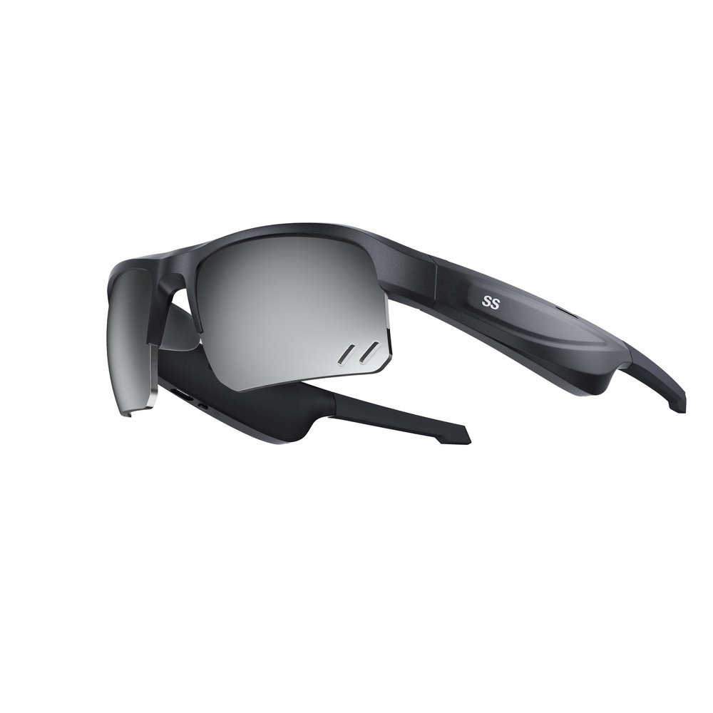 SANGSTRE Sports Audio Sunglasses, Smart Bluetooth Glasses for Cycling,Running,and Hiking. Black Frame & Tinted Mirror Silver