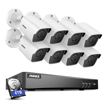 ANNKE 8CH Security Camera System, H.265+ 5-in-1 4K DVR Recorder with AI Human/Vehicle Detection, 8X 5MP IP67 CCTV Outdoor Cameras with 100ft Night Vision, Smart IR, Work with Alexa, 4TB Hard Drive