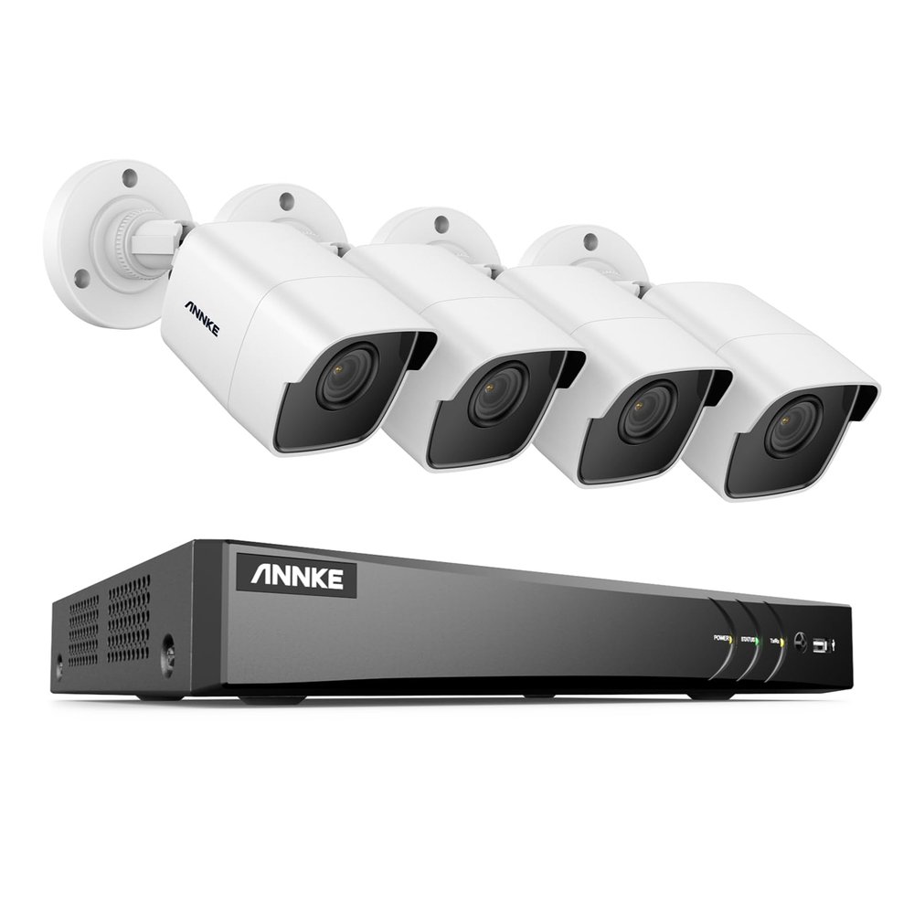 ANNKE 8CH Security Camera System, H.265+ 5-in-1 4K DVR Recorder with AI Human/Vehicle Detection, 4X 5MP IP67 CCTV Outdoor Cameras with 100ft Night Vision, Smart IR, Work with Alexa, NO Hard Drive