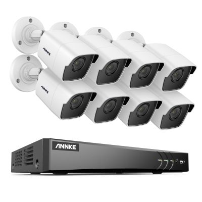 ANNKE 8CH Security Camera System, H.265+ 5-in-1 4K DVR Recorder with AI Human/Vehicle Detection, 8X 5MP IP67 CCTV Outdoor Cameras with 100ft Night Vision, Smart IR, Work with Alexa, NO Hard Drive